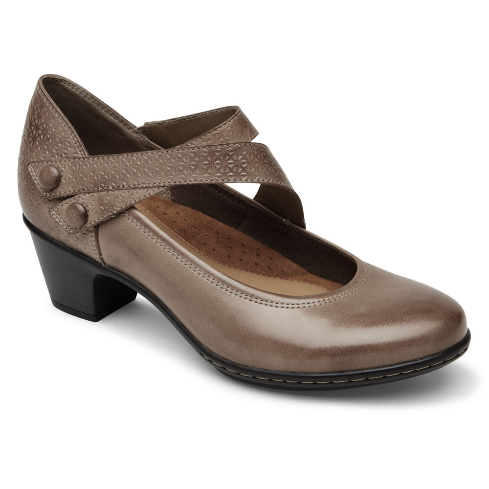 Cunhas Rockport Mulher Marrom - Cobb Hill Kailyn Asymmetrical Mary Jane - 19243MJCU